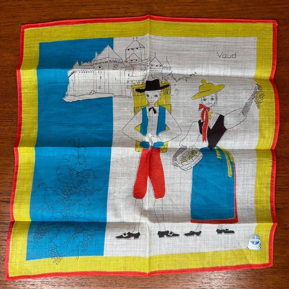 New Vaud Switzerland Vintage Cotton Handkerchief Switzerland Unisex